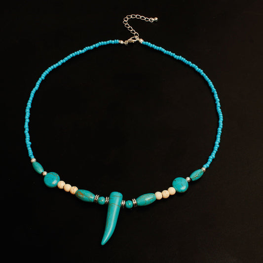 Jewelry Ivory Beads Turquoise Necklace Ladies Fashionable Simple Short Money Jewelry