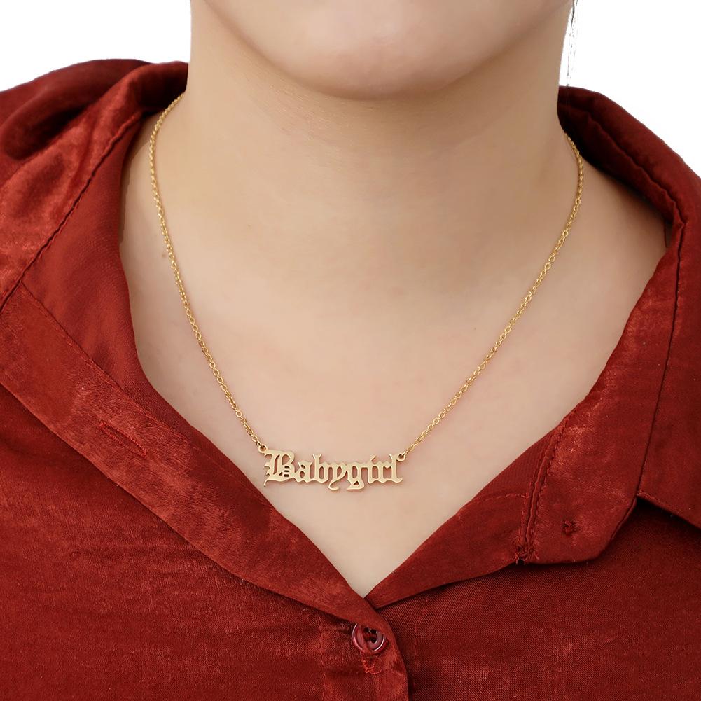 Fashion Items Jewelry Versatile Stainless Steel Pendant Cut Gold Alphabet Necklace