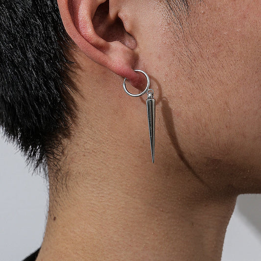Jewelry hip-hop punk trend cone ear clip retro dark geometric ring male and female earrings