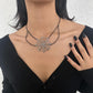 N9398 Halloween Personality Funny Necklace Fashion Alloy Necklace Spider Web Gothic Fun Necklace