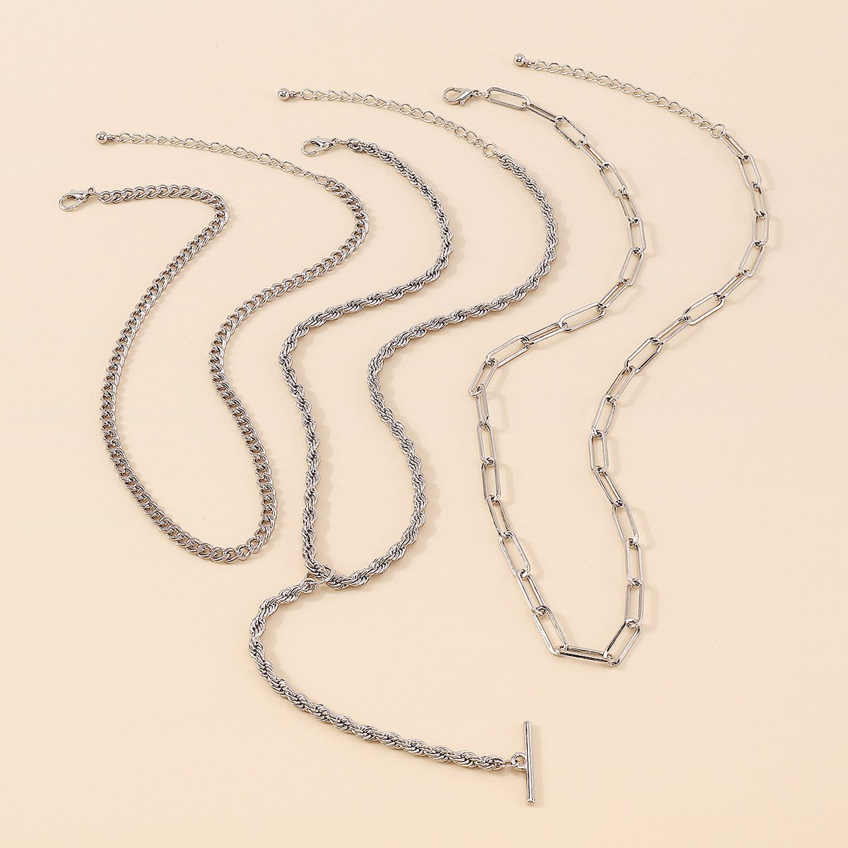 N1393 Jewelry Simple Twist Chain Long Exaggerated Necklace Hip Hop Small Retro Necklace Women