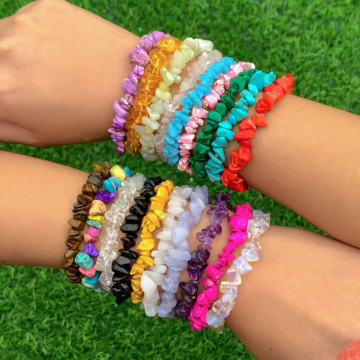 Jewelry Bohemian gravel elastic bracelet female simple irregular geometric color jewelry