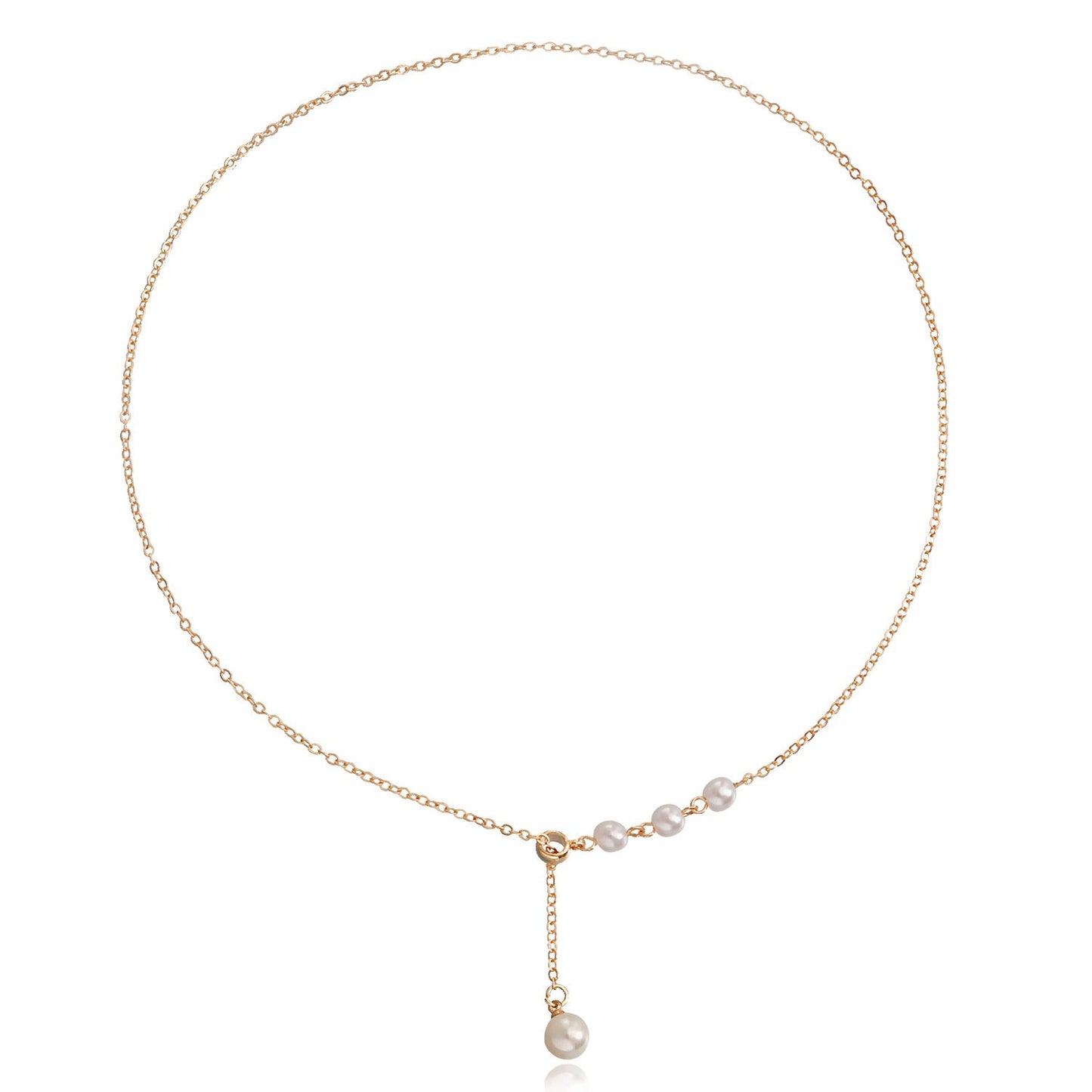 Jewelry simple and versatile imitation pearl pendant clavicle chain necklace female niche design sense light luxury ins