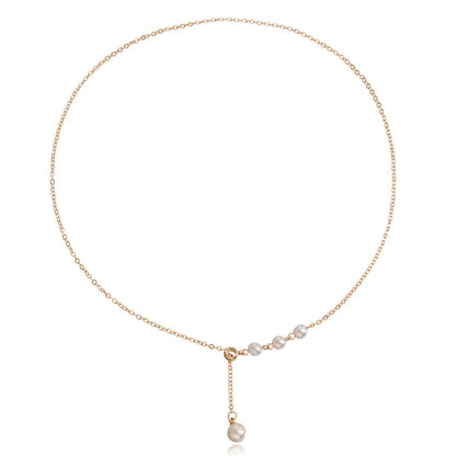 Jewelry simple and versatile imitation pearl pendant clavicle chain necklace female niche design sense light luxury ins