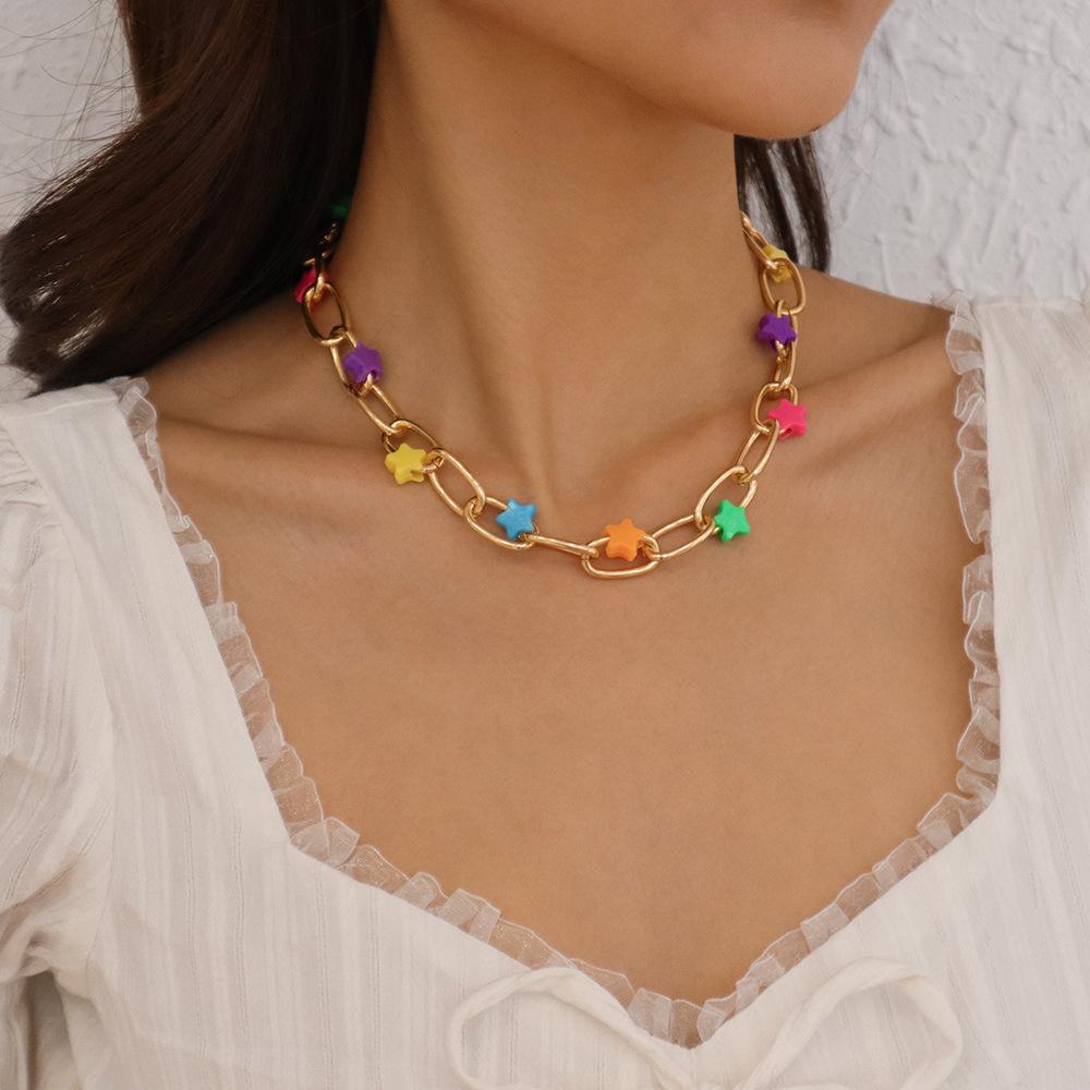 N998 Creative Geometric Necklace Bohemia Ethnic Five-pointed Star Necklace Cold Fashionista Necklace