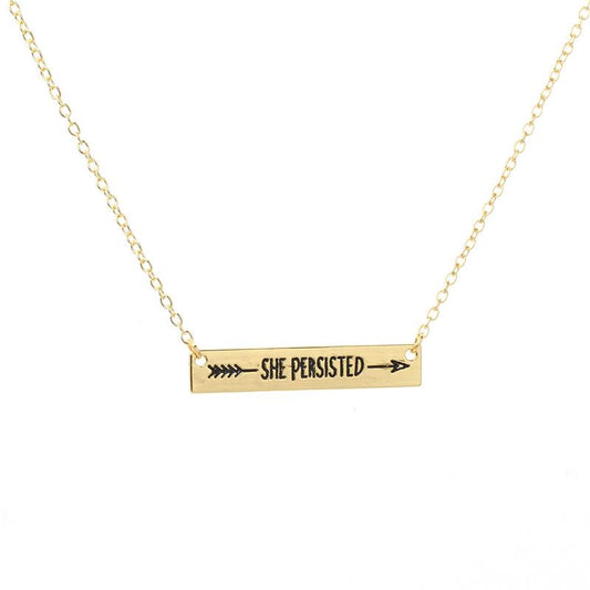 Creative Letter Lettering "SHEPERSISTED" Arrow Necklace Girlfriend Birthday Gift