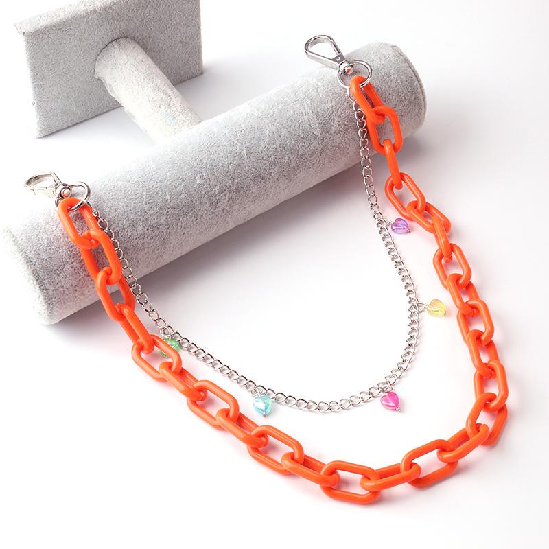 Jewelry Acrylic Double Chain Keychain Pendant Hip Hop Pants Chain Fashion Peach Heart Decoration