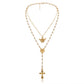 Jewelry Retro Little Angel Geometric Necklace Temperament Imitation Pearl Y-shaped Cross Tassel Necklace