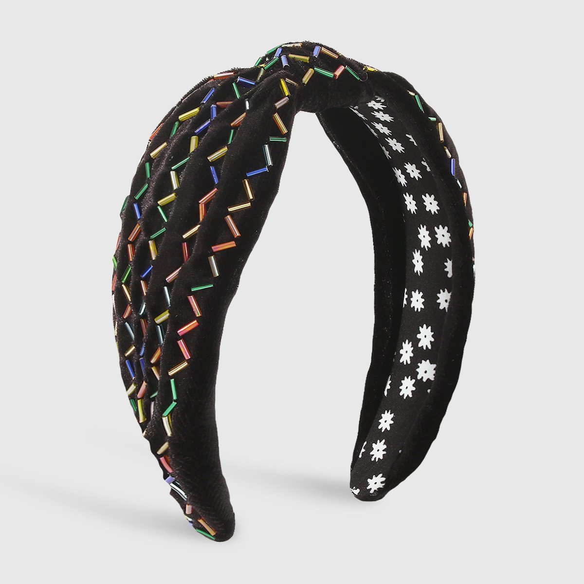 F4781 velvet hand-sewn headband pure color wide-brimmed knotted sweet retro resin headband female