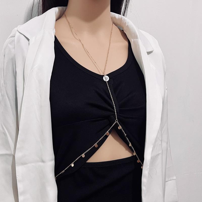 Jewelry Sexy Personality Sequin Tassel Necklace One-piece Chest Chain Night Bikini Chest Jewelry Women