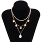 Jewelry Temperament Imitation Pearl Geometric Tassel Multilayer Necklace Versatile Simple Water Drop Pendant Necklace
