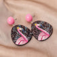 Irregular round earrings niche design flamingo graffiti earrings acrylic sheet accessories
