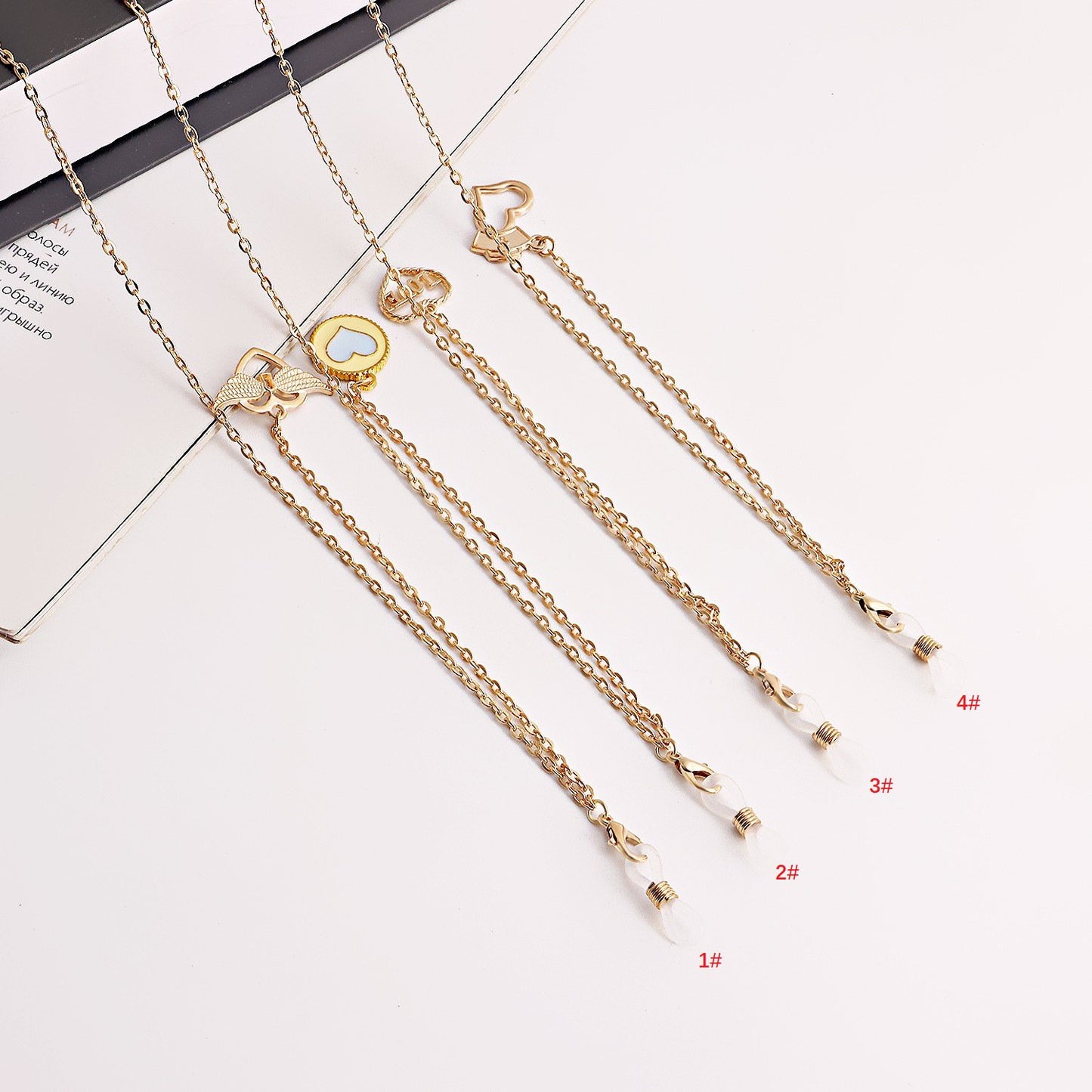 Mask hanging chain glasses hanging chain glasses chain mask chain glasses metal plating heart-shaped hanging chain