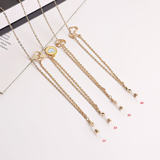 Mask hanging chain glasses hanging chain glasses chain mask chain glasses metal plating heart-shaped hanging chain