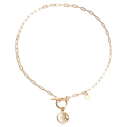 Jewelry trend alloy mini white mother-of-pearl sun pendant necklace female punk collarbone sweater chain