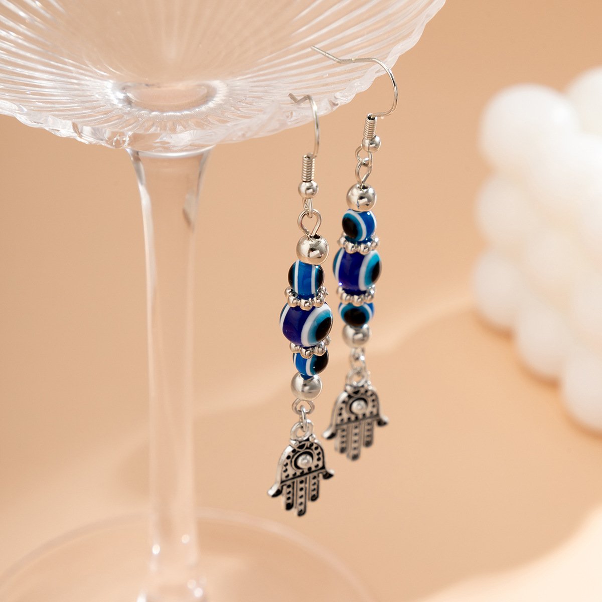 Jewelry Retro Ethnic Bergamot Eyes Tassel Earrings Simple Beaded Punk Long Earrings
