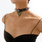 N1869 Retro Leather Rivet Dark Black Necklace Resin Triangle Exaggerated Retro Gothic Necklace