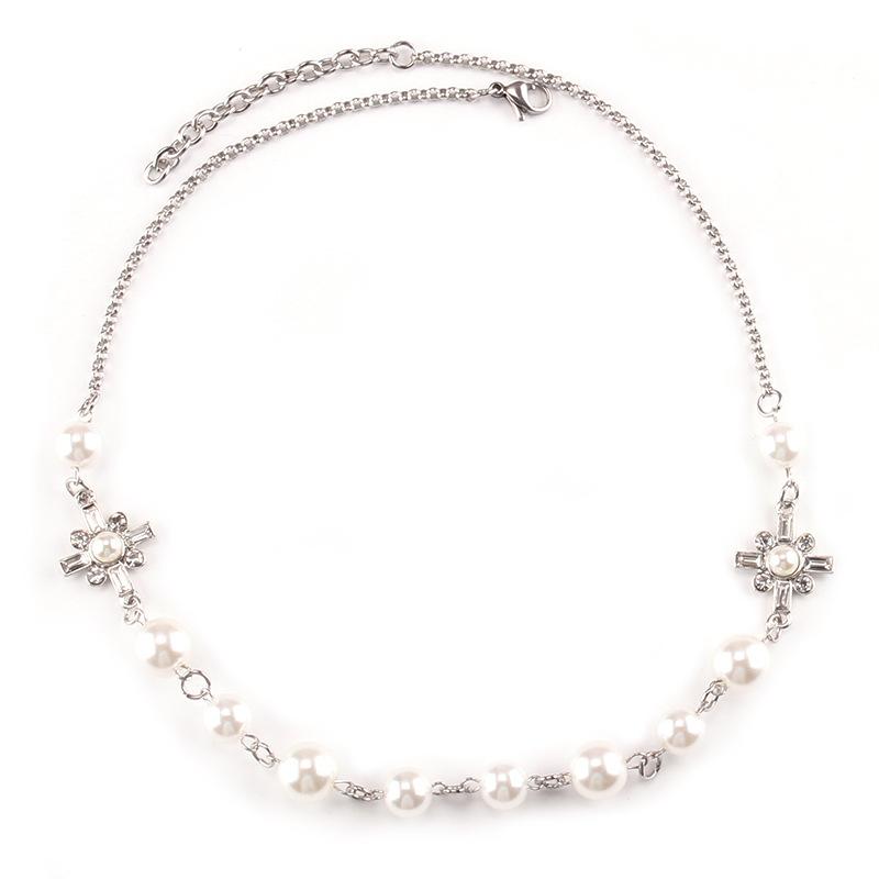 Jewelry Retro Stainless Steel Chain Fashion Simple Creative Imitation Pearl Diamond Accessories Women