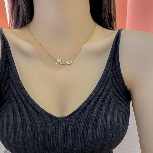 Cold temperament letter brick Mama necklace female simple design clavicle chain mother's day jewelry