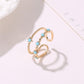 Double-layer hollow ring simple diamond opening adjustable ring female personality u-shaped index finger ring