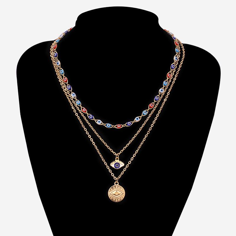 Jewelry fashion exaggerated trend eye necklace multi-layered with devil's eye pendant female necklace