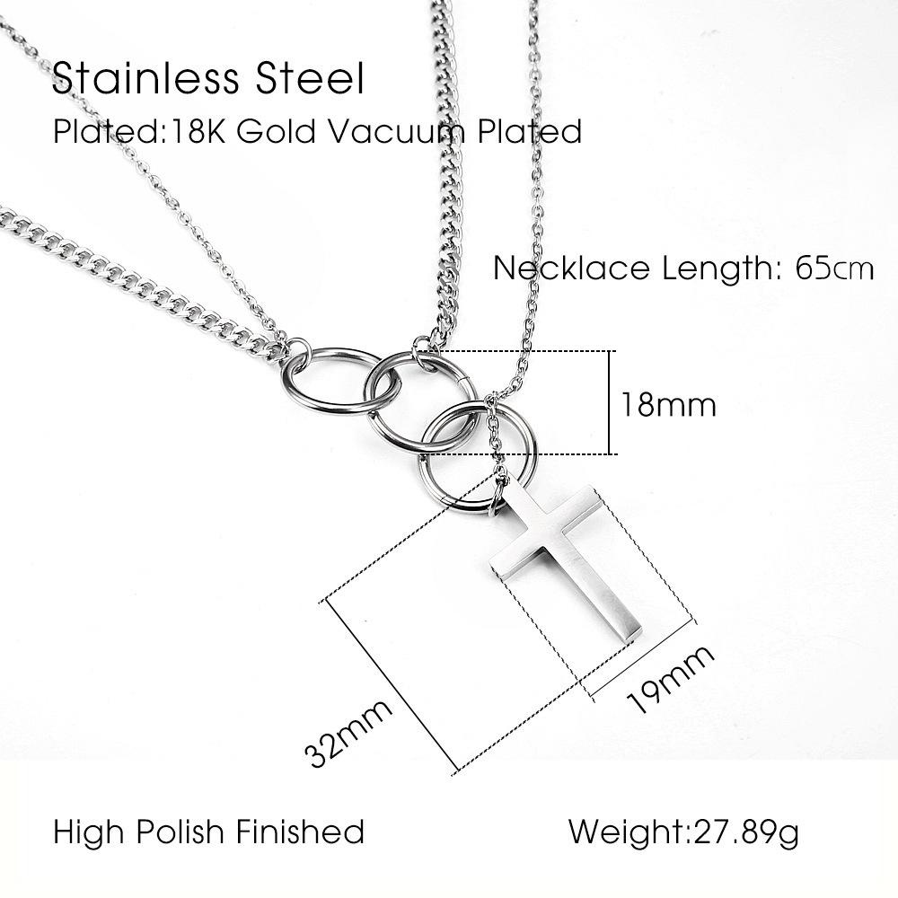 Fashion couple ring jewelry trendy personality hip-hop men and women cross sweater chain necklace accessories