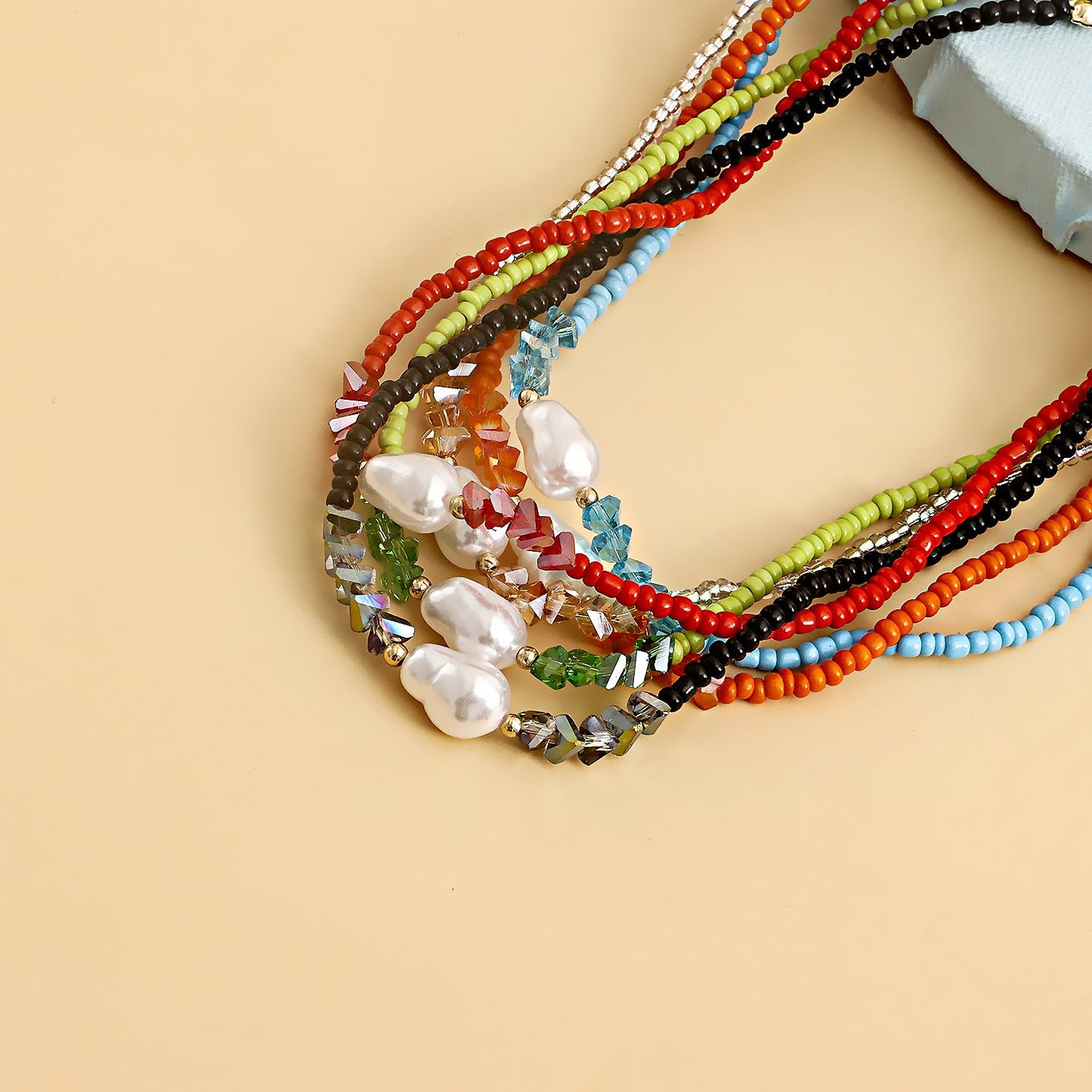 Jewelry Bohemian Small Rice Bead Crystal Imitation Pearl Necklace Necklace Women's Necklace Doesn't Fade