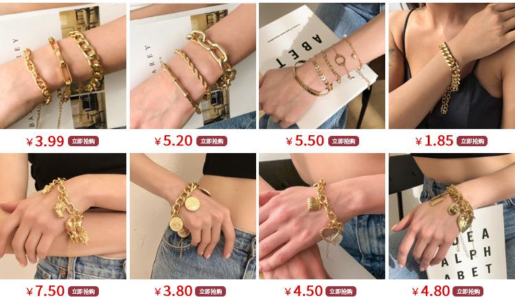 B1352 Retro Fashion Bracelet Female Simple Trend Cuban Chain Bracelet Exaggerated Multilayer Accessories