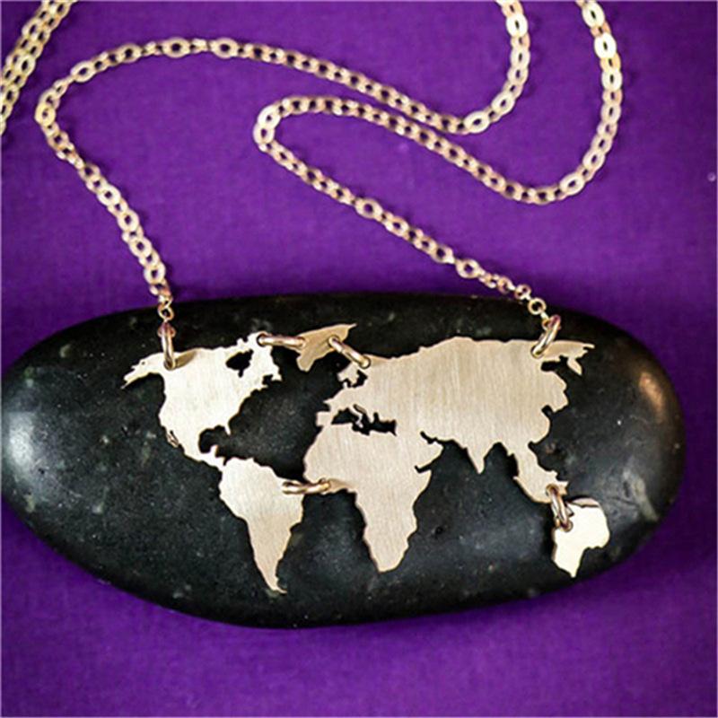 Ethnic Necklace Retro Personality Fashion Map Pendant Necklace