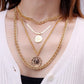 Jewelry round card lace tag multi-layer necklace personality exaggerated hip-hop thick chain necklace necklace