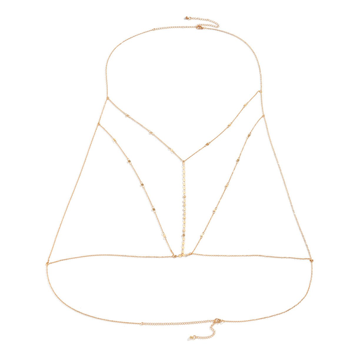 Jewelry simple sequins multi-layer cross body chain sexy street shooting chain geometric chest chain female