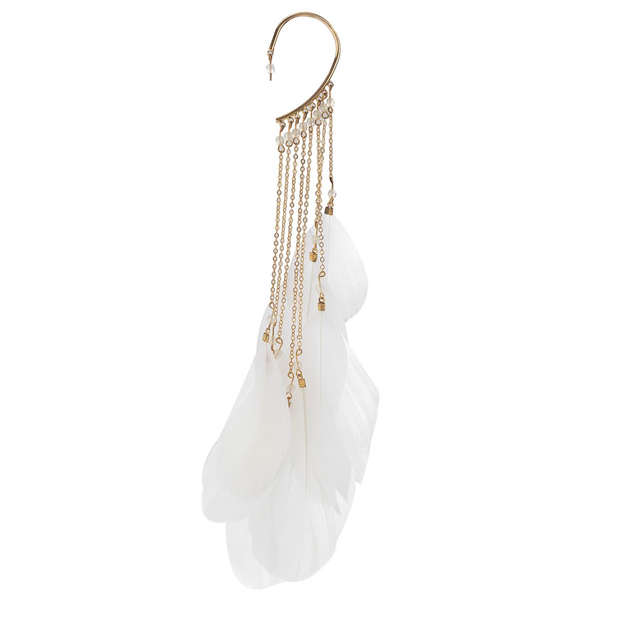 Jewelry Bohemia Long Tassel Feather Earrings Temperament Geometric Chain Crystal Earrings