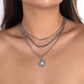 N1276 Turquoise Sunflower Fashion Necklace Niche Chain Stacked Retro Necklace Light Luxury Necklace