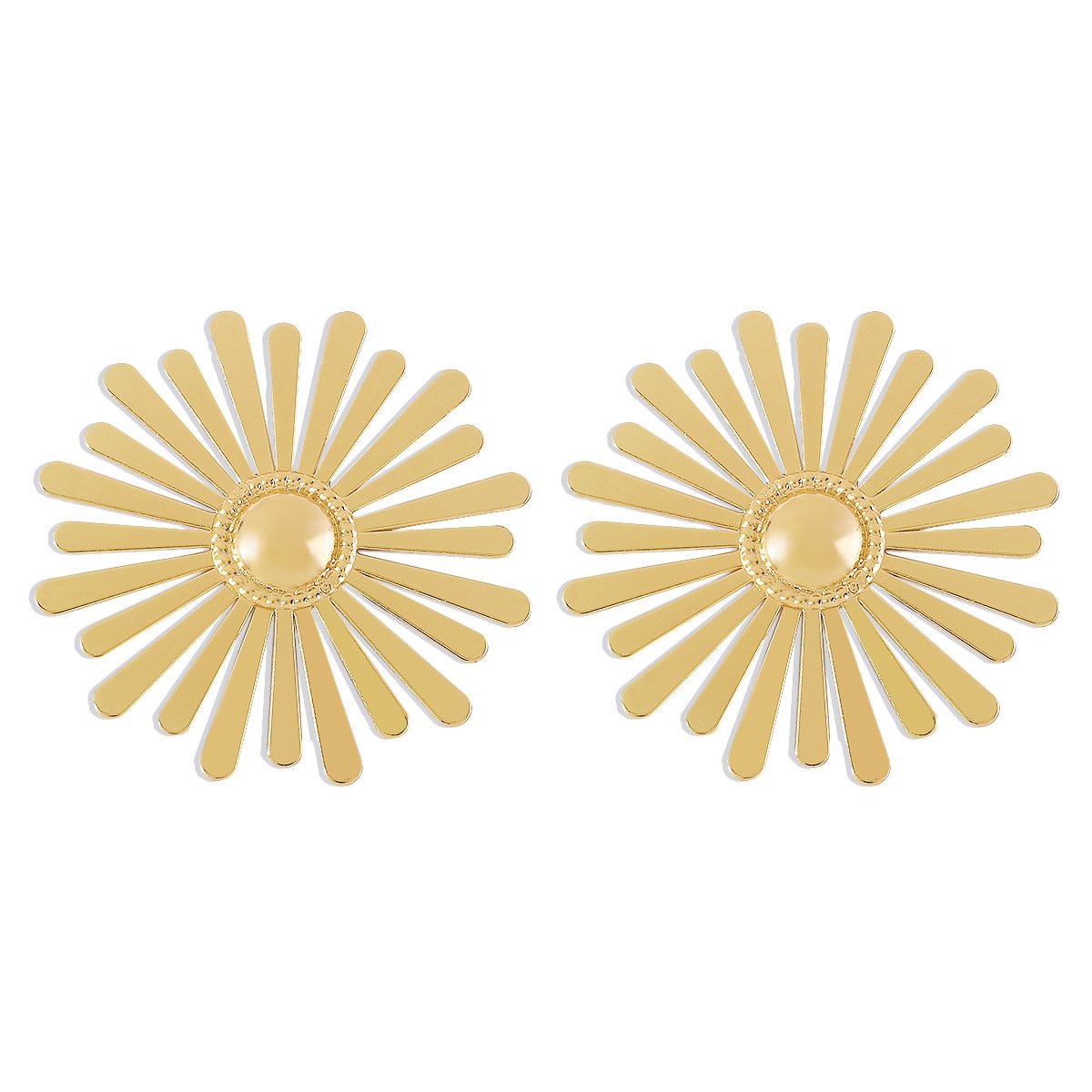 E196 Personality Design Niche Sunflower Glossy Earrings Cold Niche Sunflower Metal Earrings