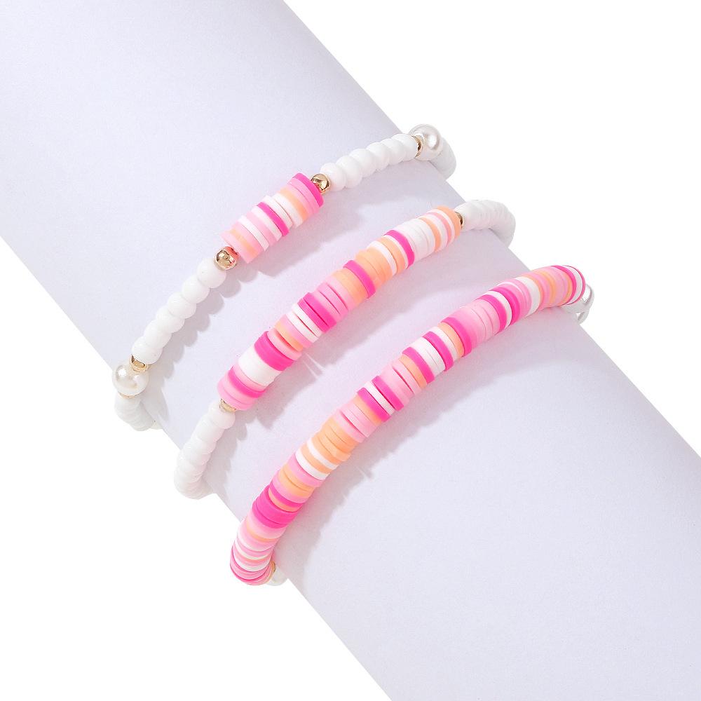 B1676 Stretch Soft Ceramic Bracelet Bohemian Ethnic Geometric Hand Decoration Beaded Personality Contrasting Color Bracelet