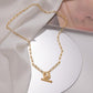 Fashion titanium steel necklace flower ot buckle clavicle chain gold cold necklace simple temperament all-match jewelry