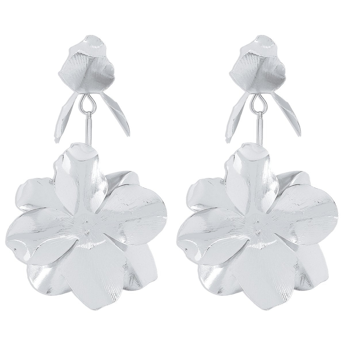 E188 Exaggerated geometric flower earrings metal indifferent niche design personality three-dimensional earrings