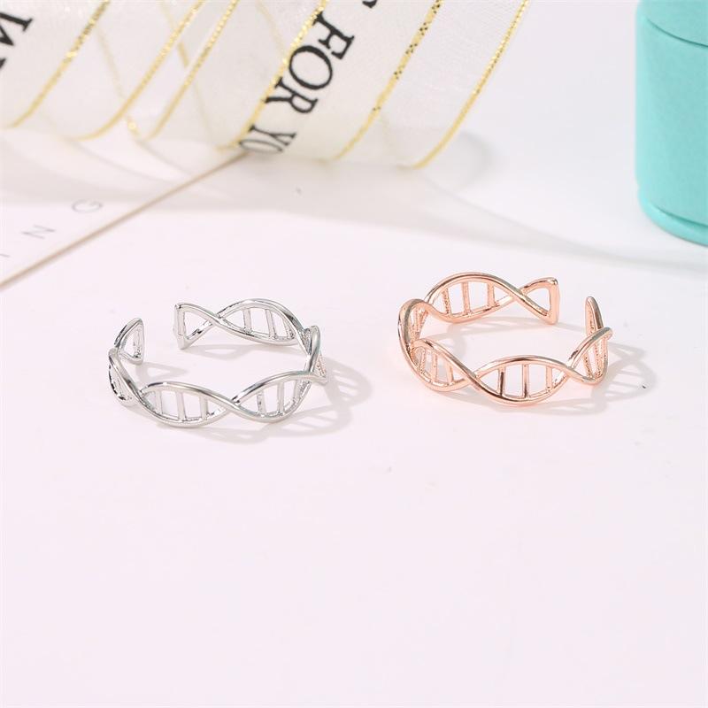 Hand Jewelry Cross Stripes Rose Gold Women's Ring Fashion Rhombus Fishbone Opening Versatile Ring