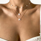 Retro palace imitation pearl thin chain necklace female simple shell letter pendant necklace