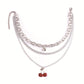 Resin cherry multi-layered necklace ball pendant decoration niche design sense fruit fashion clavicle chain female