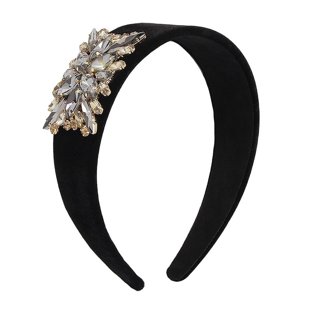 F3758 Exaggerated velvet rhinestone headband baroque personality retro hair accessories fashion street photography creative headband