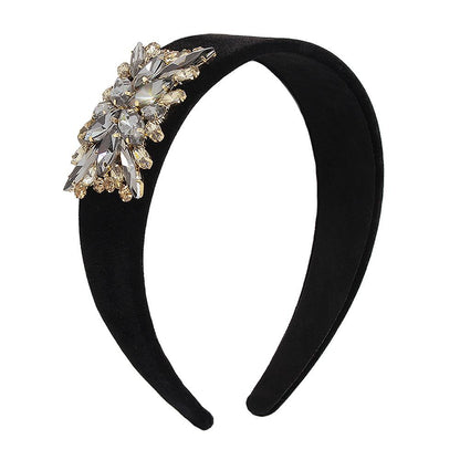 F3758 Exaggerated velvet rhinestone headband baroque personality retro hair accessories fashion street photography creative headband