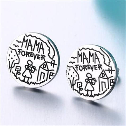 Stud Earrings "MAMAForever" Loving Mom Series Stud Earrings Geometric Earrings Mother's Day Gift