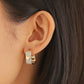 Ins full diamond square hollow heart earring fashion light luxury niche design peach heart earring net red earrings