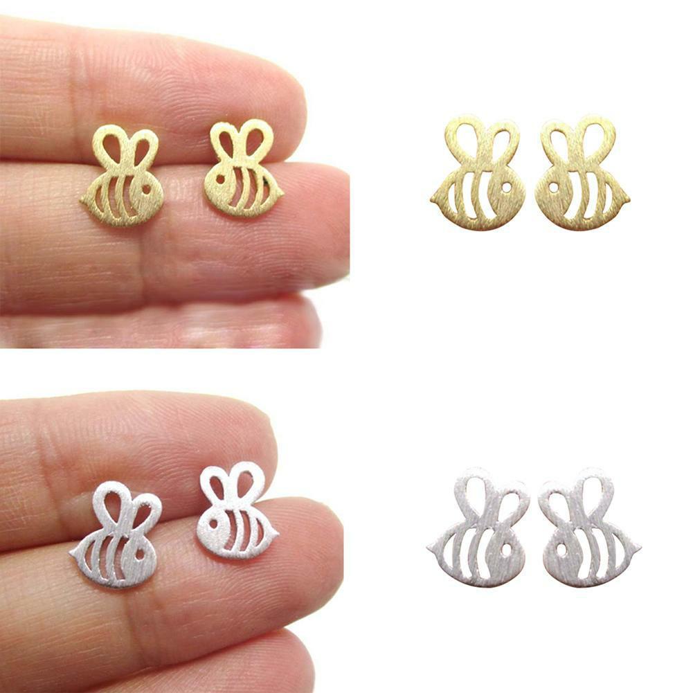 Popular Bee Stud Earrings Stainless Steel Plane Hollow Bee Shape Ear Stud Ear Stitch Insect Earrings