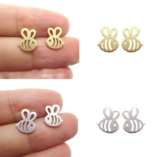 Popular Bee Stud Earrings Stainless Steel Plane Hollow Bee Shape Ear Stud Ear Stitch Insect Earrings