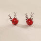 Christmas deer earrings female fashion temperament niche design cute antler earrings wine red elk earrings fashion