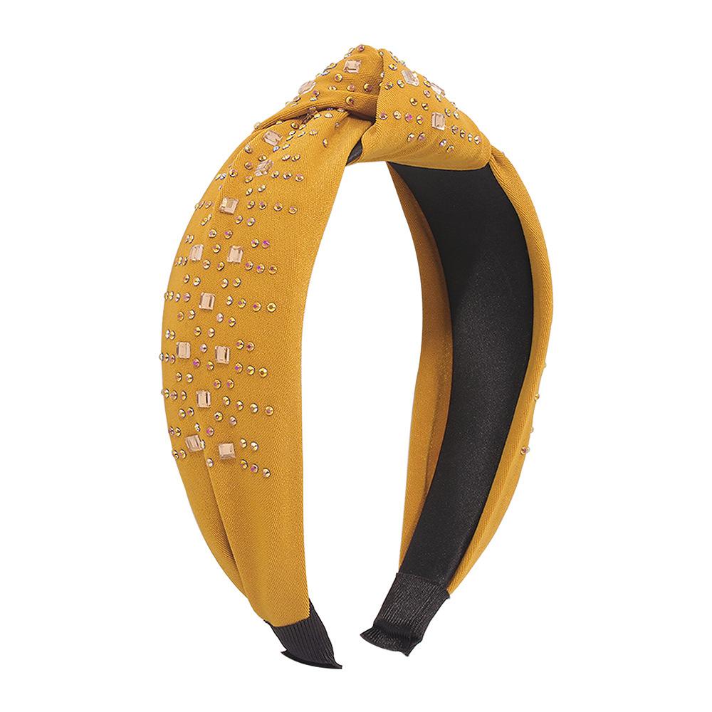 F372 trendy knotted wide-brimmed hair accessories fabric art diamond temperament headband literary retro press hair headband female