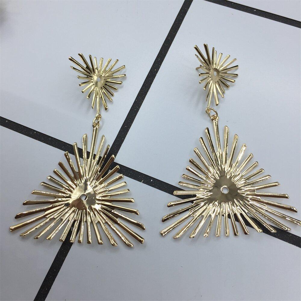 Summer Geometric Triangle Fried Hair Stud Earrings Exaggerated Indian Earrings