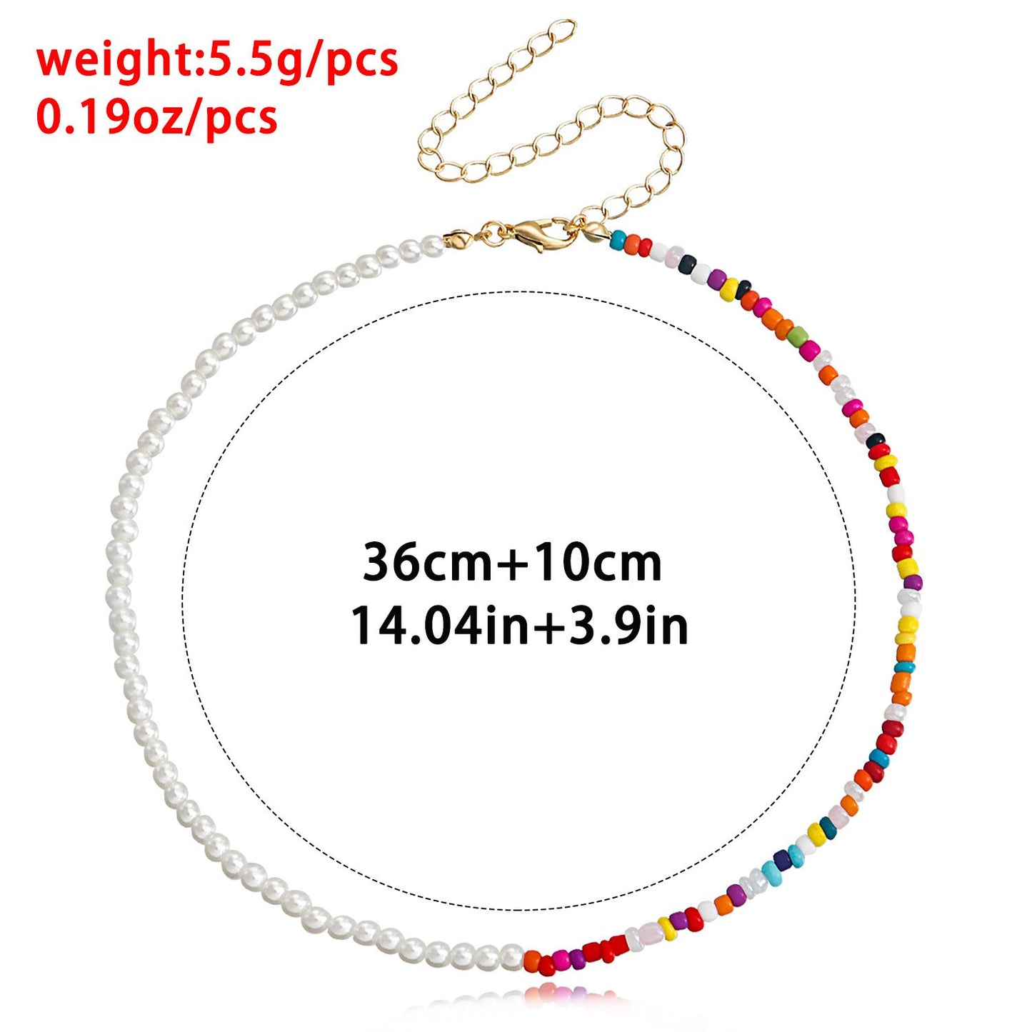 Jewelry Bohemian imitation pearl mixed color colorful rice bead necklace female hand-woven necklace
